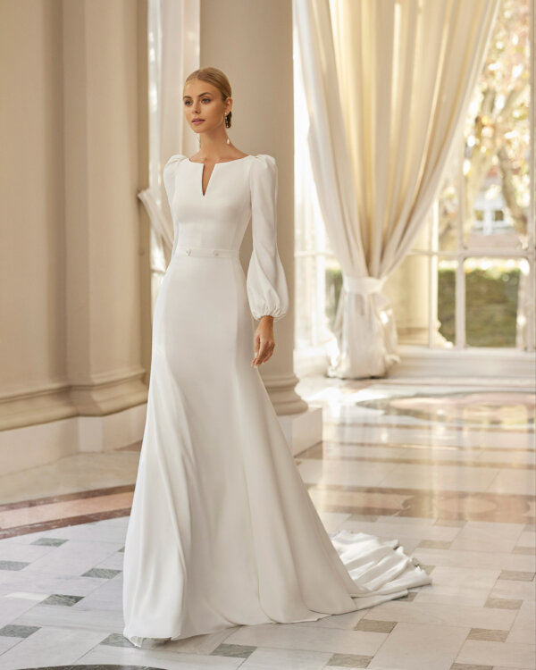 Boss Hochzeitshaus Winsen Luhe Brautkleid Hamburg Bremen Stade Buxtehude Achim Abella AireBarcelona ModernesBrautkleid lange Ärmel (1)