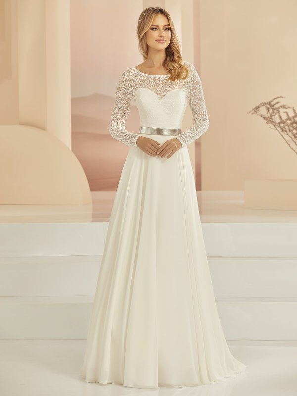 Langer Braut Rock aus Chiffon Style#mix24020
